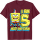 Mademark x SpongeBob SquarePants - SpongeBob SquarePants Birthday I am 5 Best Day Ever T-Shirt - T-Shirt | Maroon