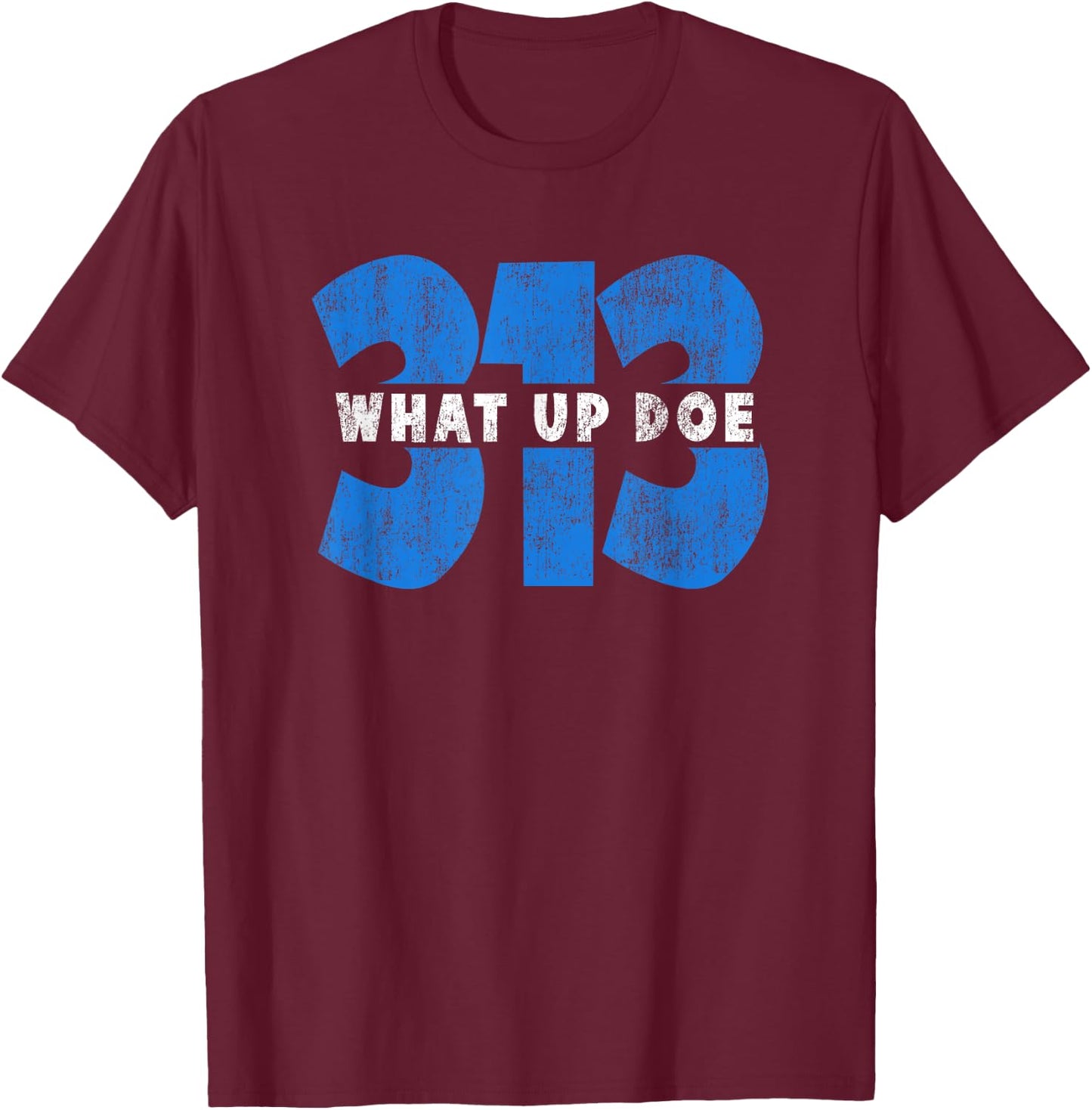 Detroit Born and Raised 313 Detroit Area Code Vintage Modern Blend Black T-Shirt - T-Shirt | Maroon
