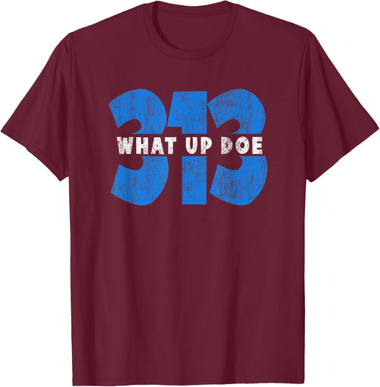 Detroit Born and Raised 313 Detroit Area Code Vintage Modern Blend Black T-Shirt - T-Shirt | Maroon