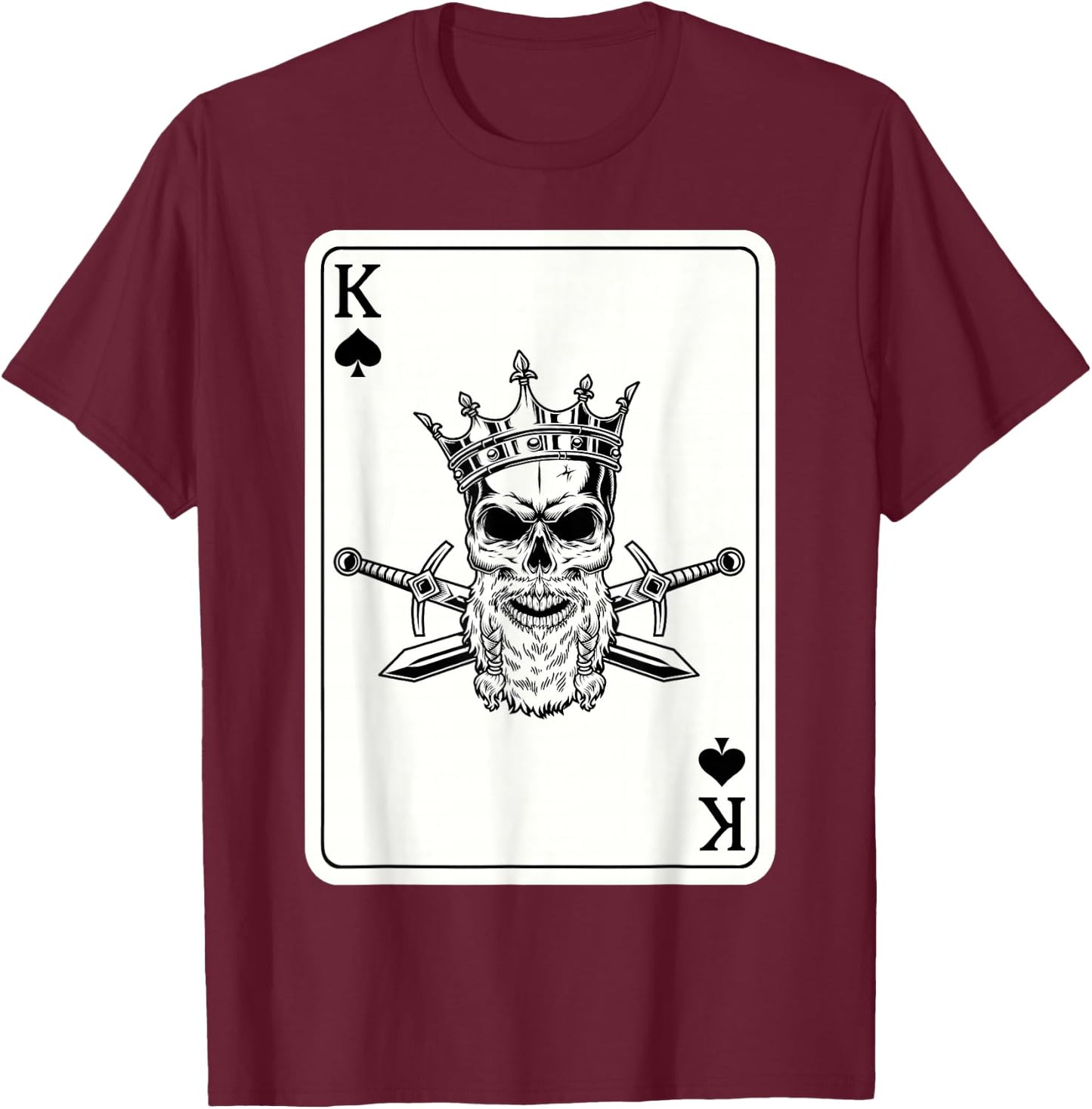 Couple Matching King And Queen of Spades 2/2 Skull Crown T-Shirt - T-Shirt | Maroon