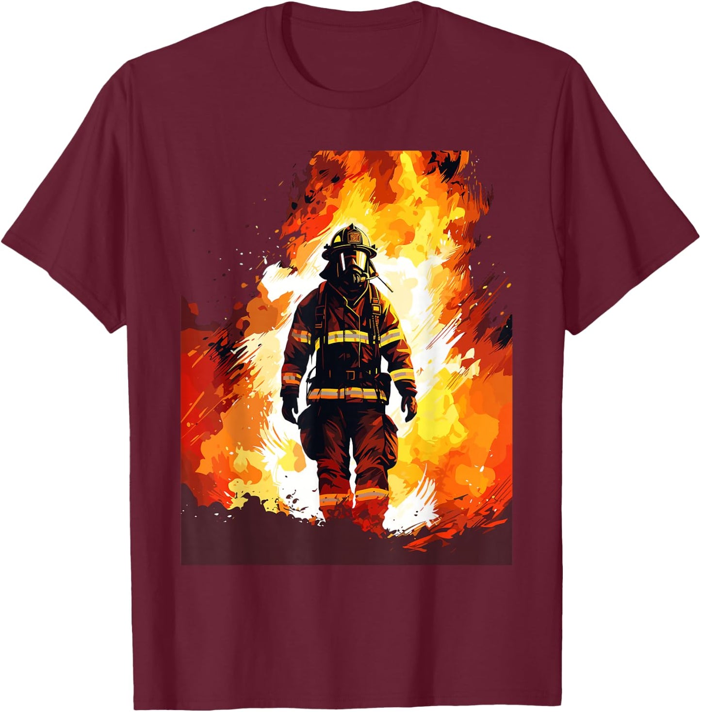Firefighter Flames - Firefighter & Fireman T-Shirt - T-Shirt | Maroon