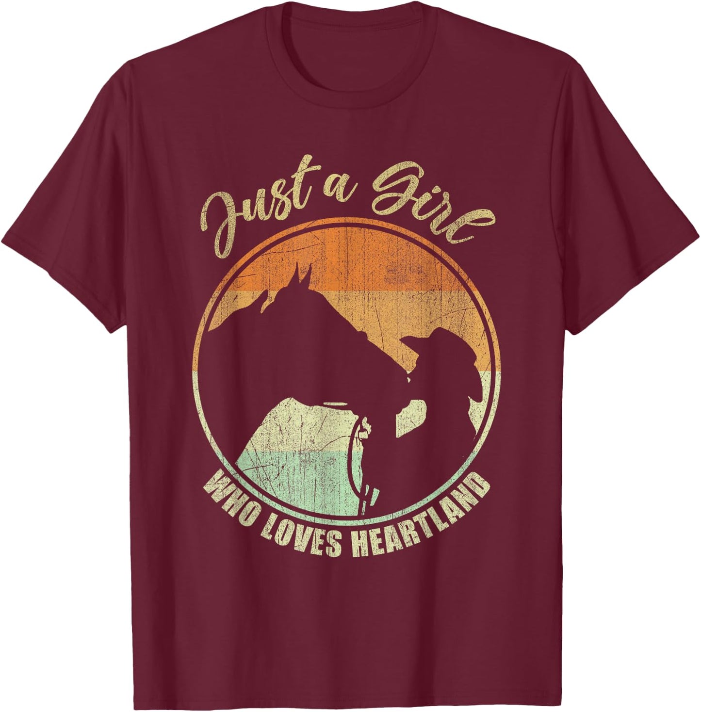 Just A Girl Who Loves Heartland Cowgirl Vintage T-Shirt - T-Shirt | Maroon