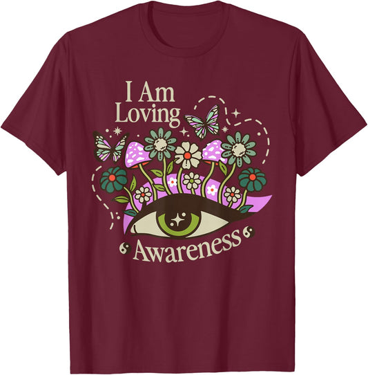 I Am Loving Awareness, Ram Dass Mantra, Mandala T-Shirt - T-Shirt | Maroon