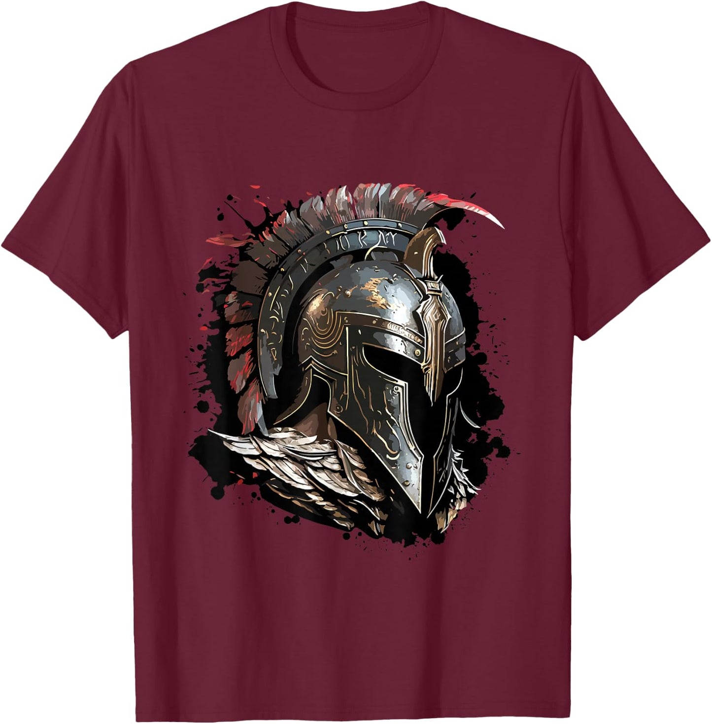 Spartan Helmet Warrior Gladiator Gym Fitness Workout T-Shirt - T-Shirt | Maroon