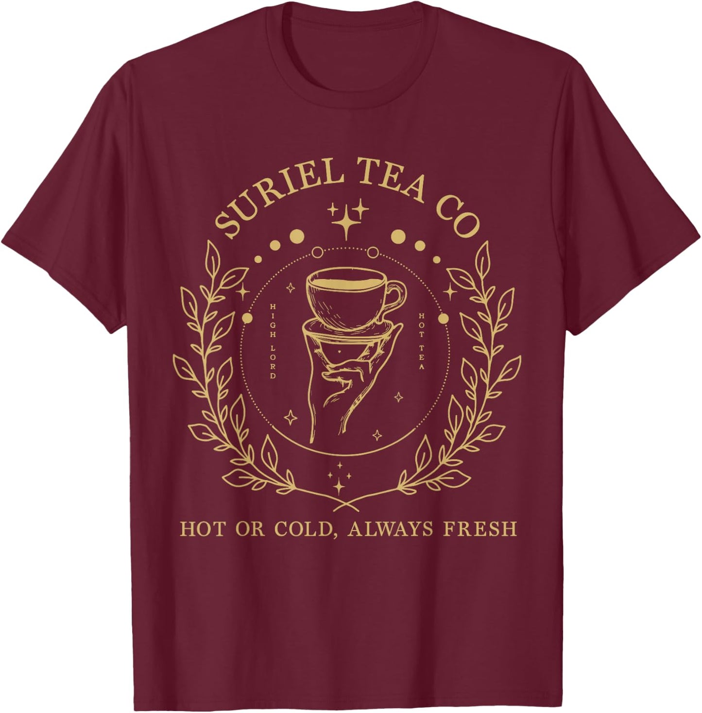 Suriel Tea Co, Spill The Tea Mystical Retro Floral Flowers T-Shirt - T-Shirt | Maroon
