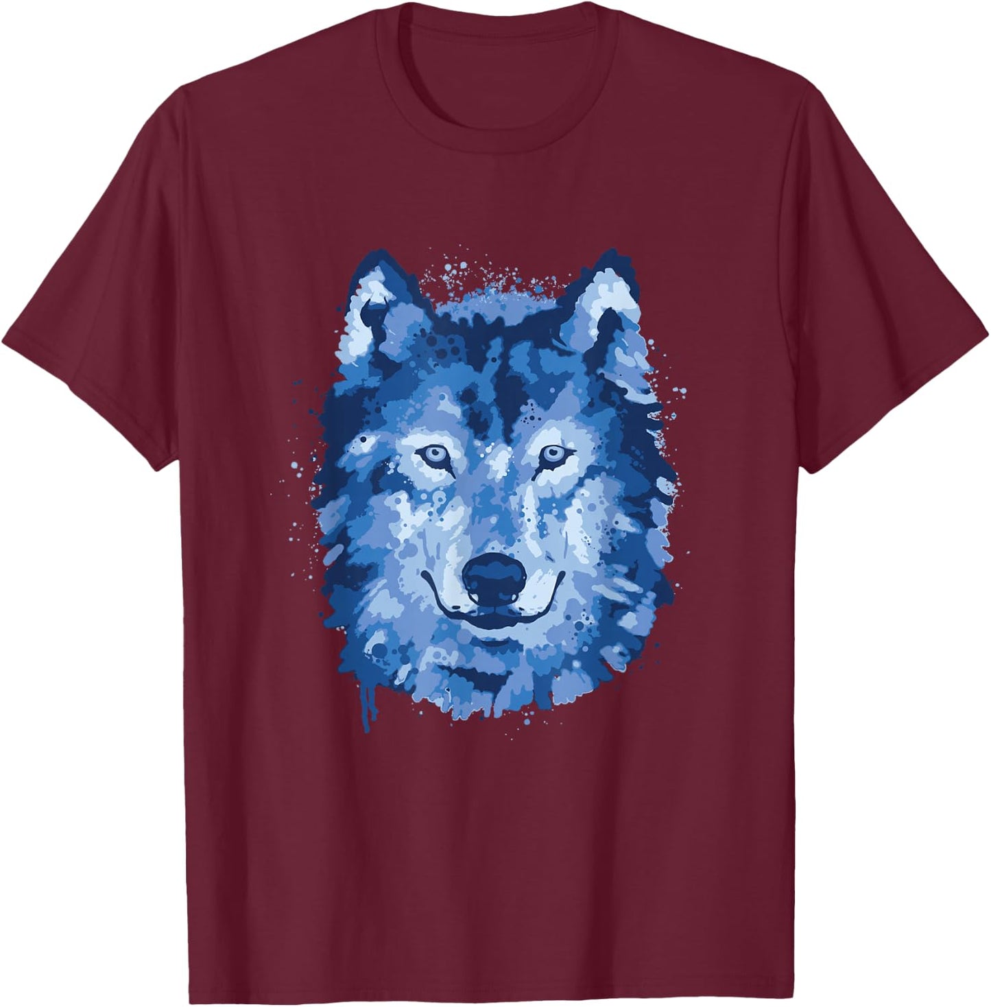 Wolf Watercolour Wolf Lover T-Shirt - T-Shirt | Maroon