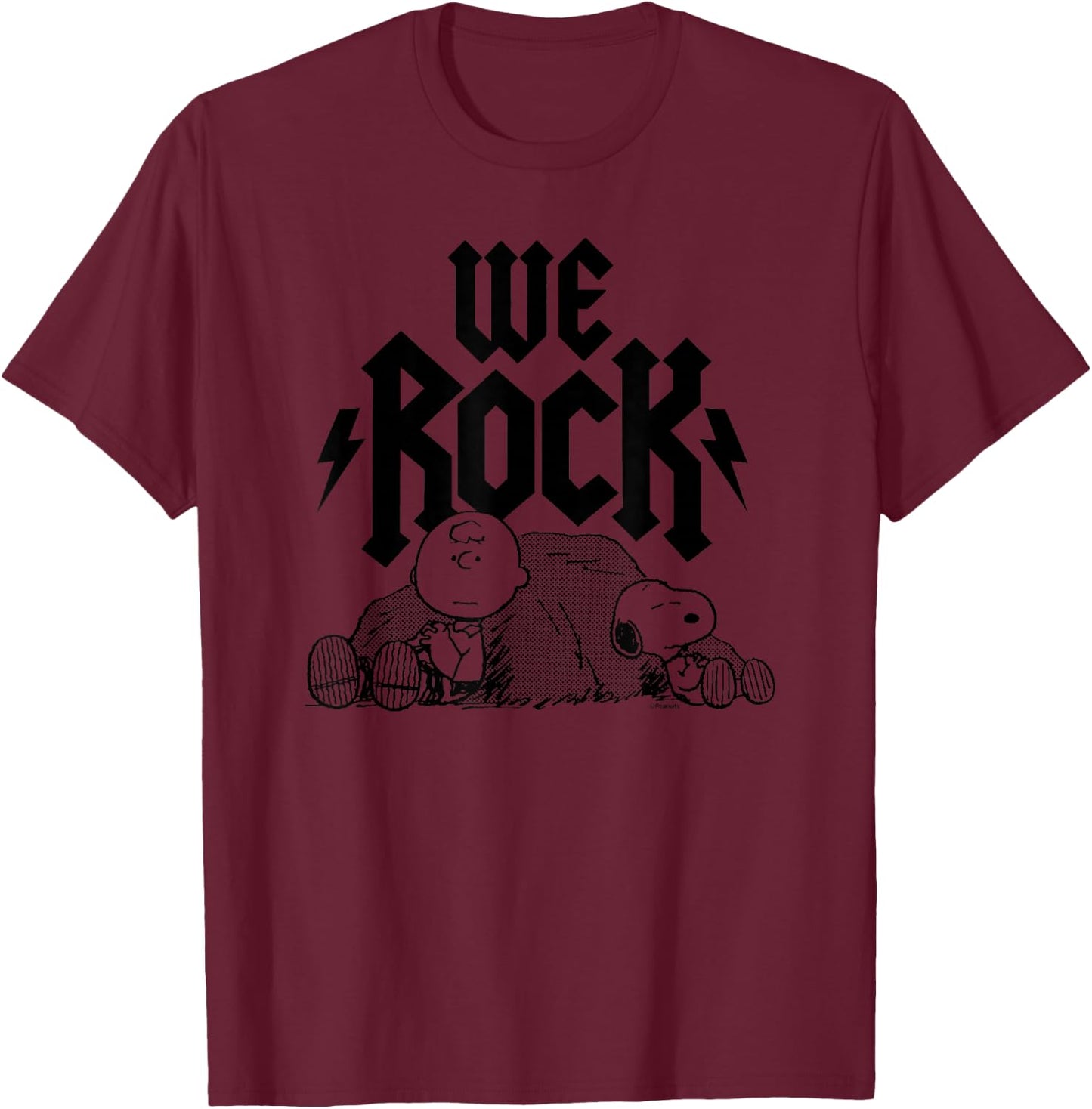 Peanuts - We Rock Charlie Brown and Snoopy T-Shirt - T-Shirt | Maroon