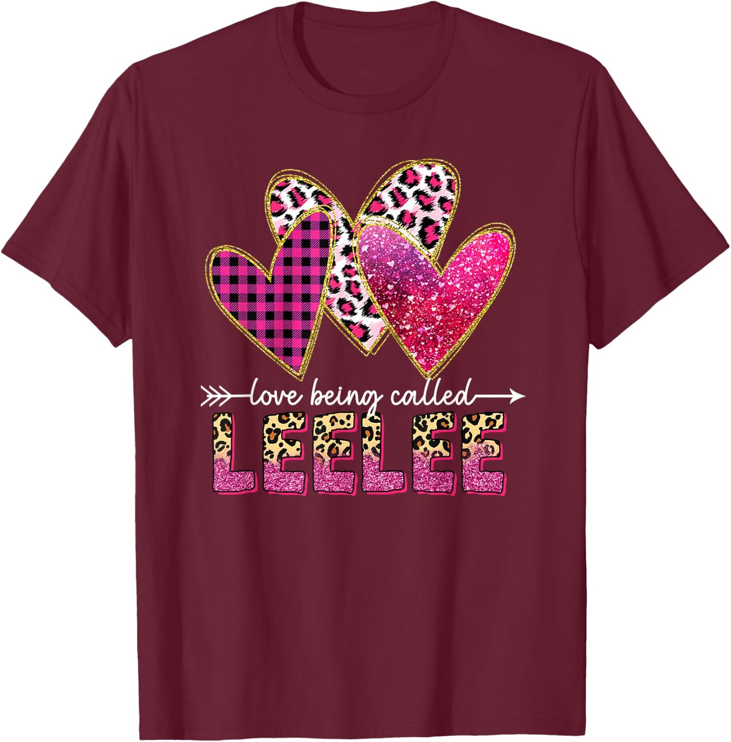 I Love Being Called Leelee Grandma Valentine Mothers day T-Shirt - T-Shirt | Maroon