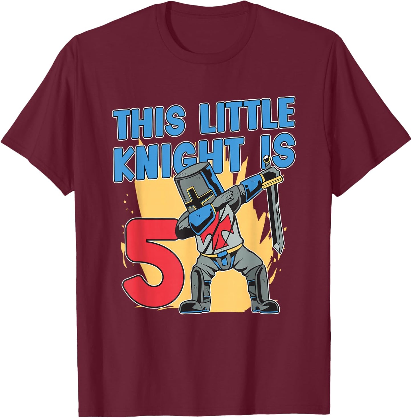 Knight Birthday Shirt For Boys 5th Knight Birthday Party T-Shirt - T-Shirt | Maroon