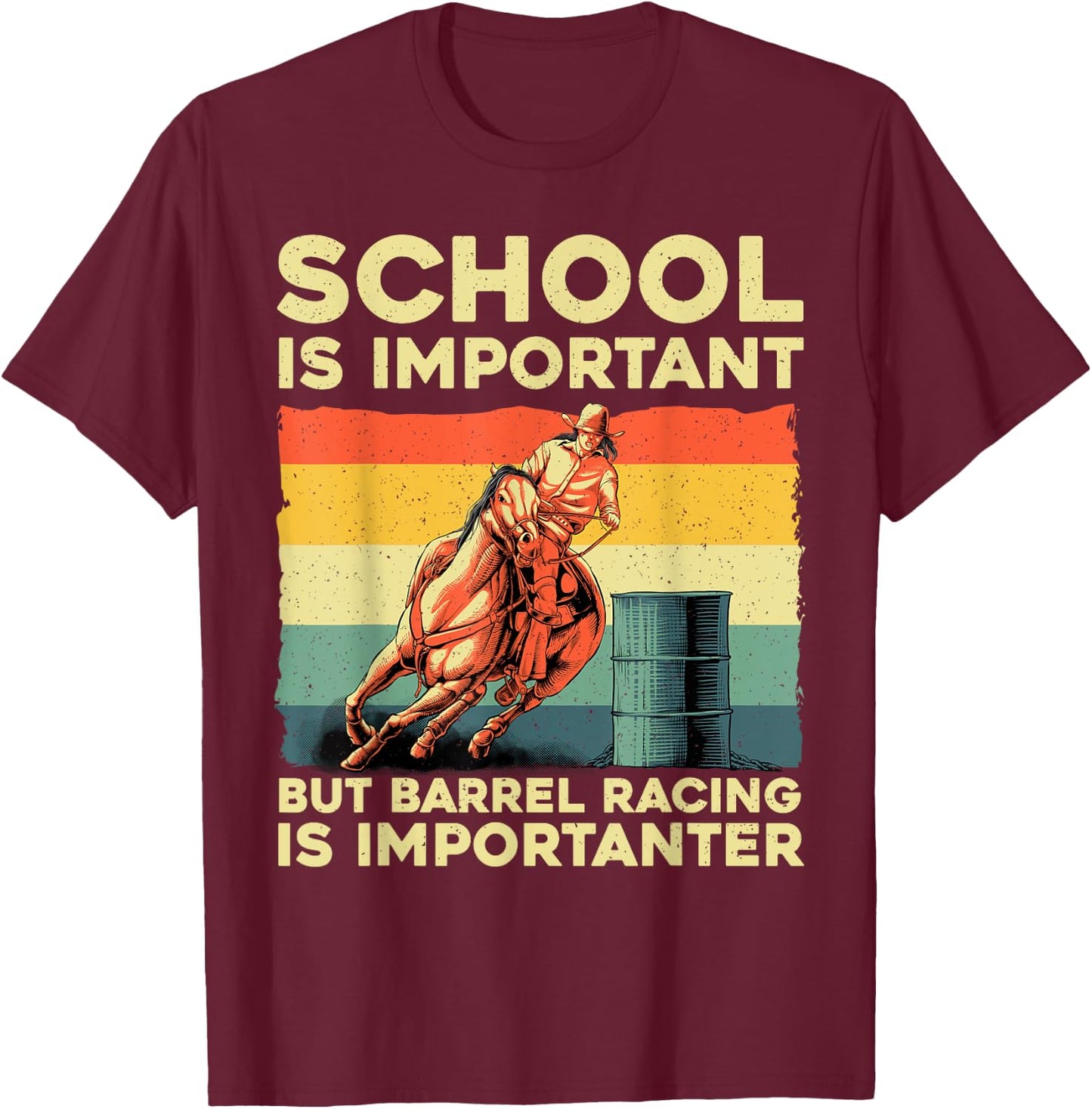 Best Barrel Racing Art Women Kids Barrel Racer T-Shirt - T-Shirt | Maroon