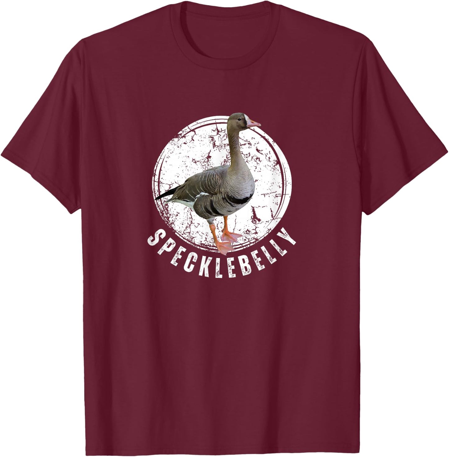 Specklebelly Goose Shirt Goose Hunting Speck White Front T-Shirt - T-Shirt | Maroon