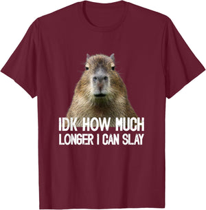 Idk How Much Longer I Can Slay Capybara Sarcastic Dank Meme T-Shirt - T-Shirt | Maroon