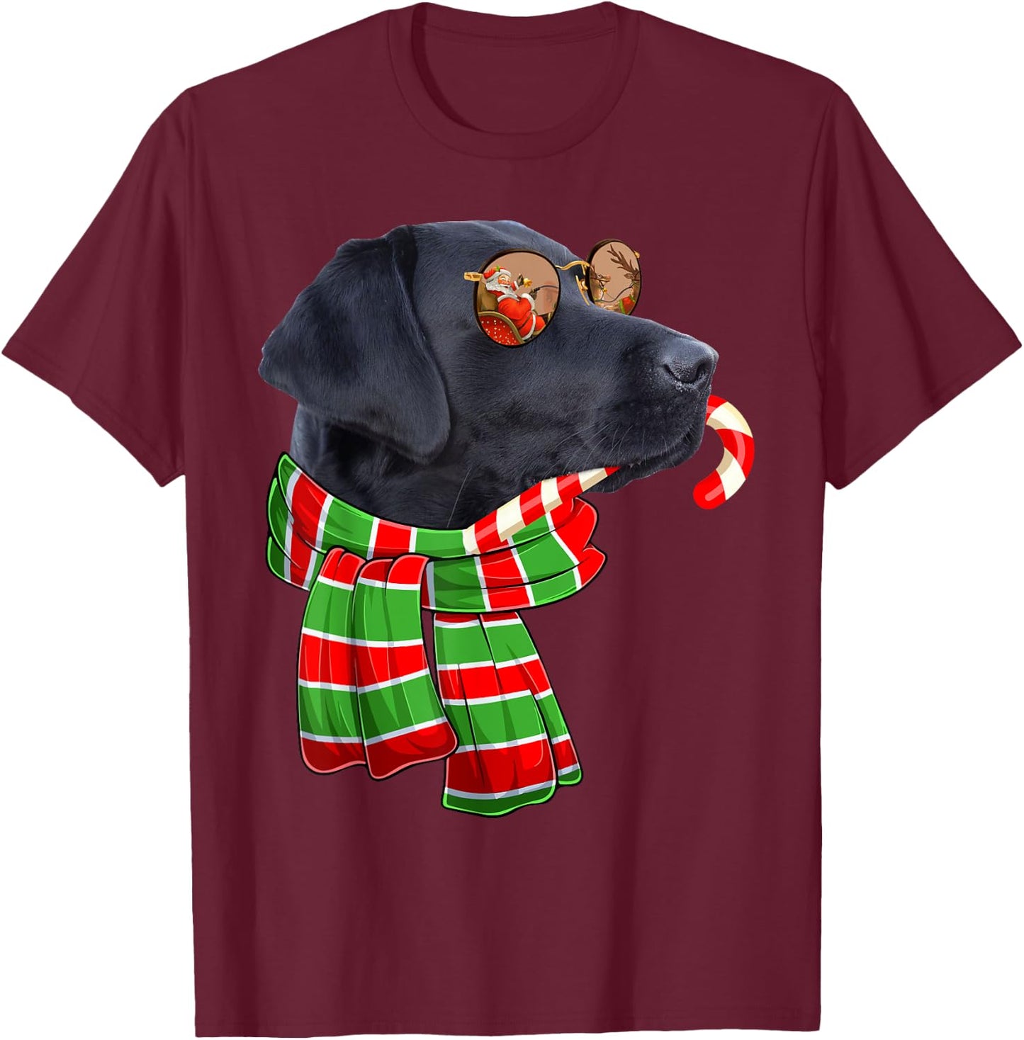 Black Lab Labrador Dog Owners Christmas Xmas Holiday Party T-Shirt - T-Shirt | Maroon