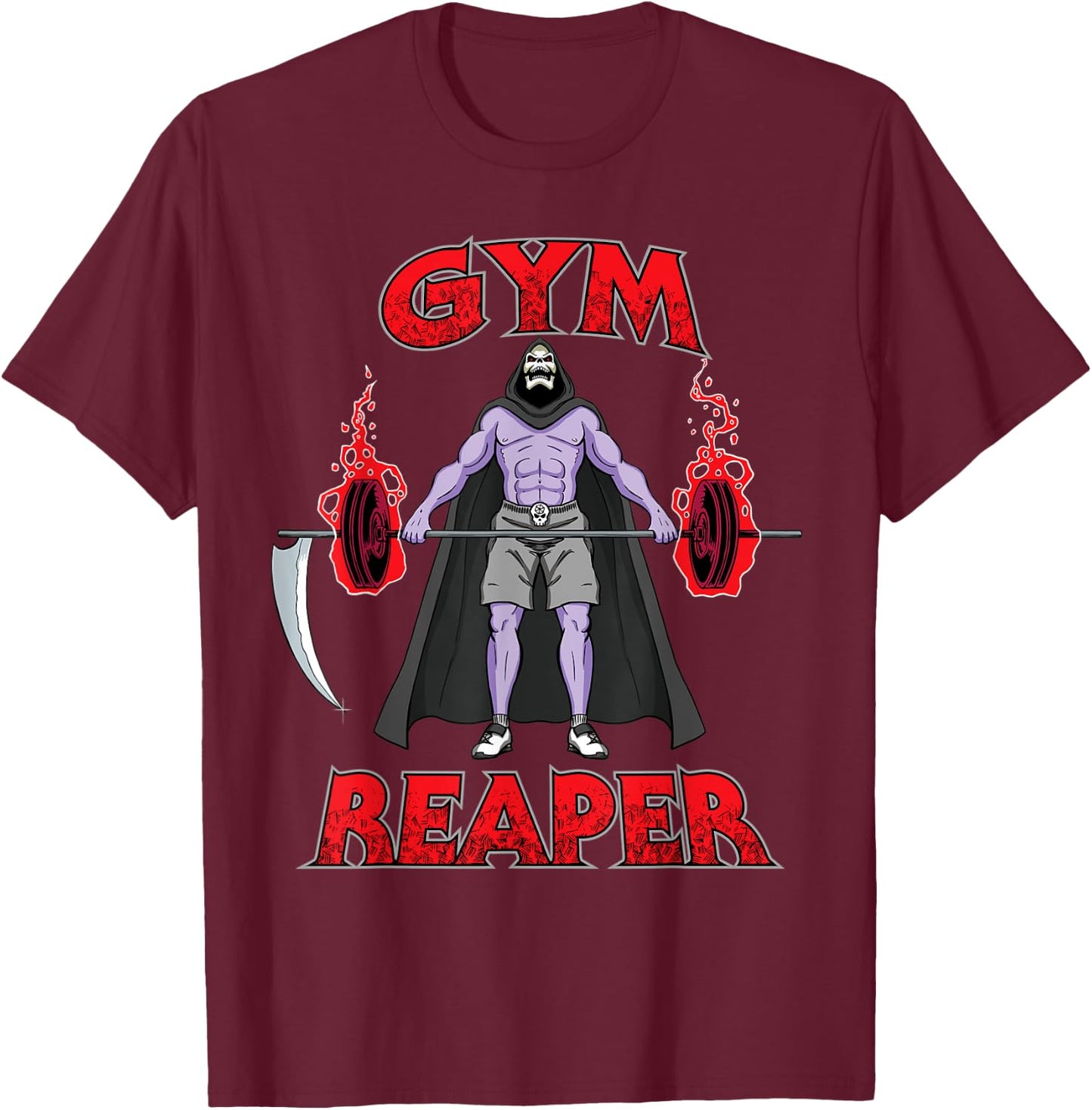Gym Reaper - Swole Grim Reaper Halloween Gym Lifting Workout T-Shirt - T-Shirt | Maroon