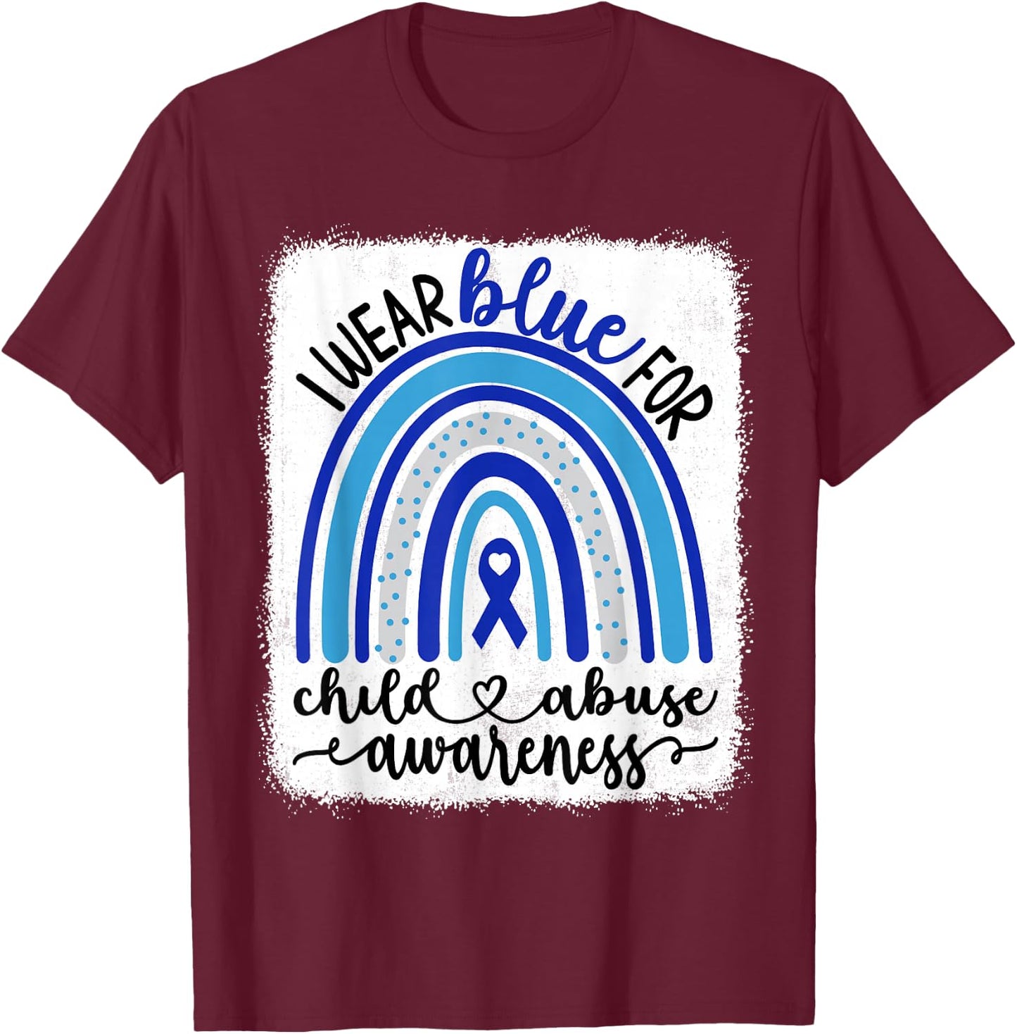 In April We Wear Blue Pinwheel Child Abuse Prevention Month T-Shirt - T-Shirt | Maroon