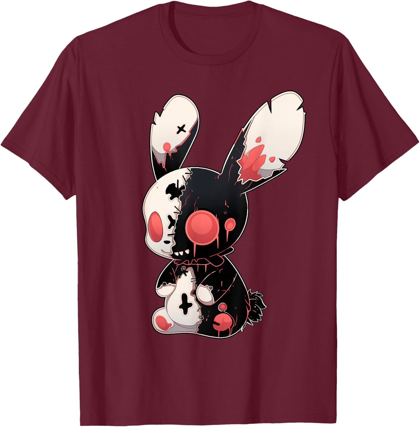 Goth Bunny Kawaii Rabbit Cute E-Girl Gothic Outfit Grunge T-Shirt - T-Shirt | Maroon
