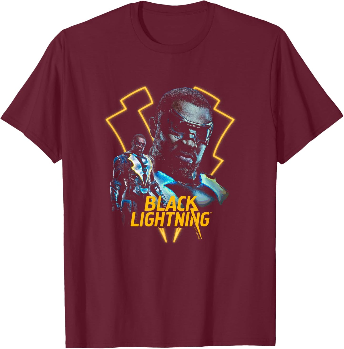 Black Lightning Vigilante Super Hero Lightning Logo Poster T-Shirt - T-Shirt | Maroon