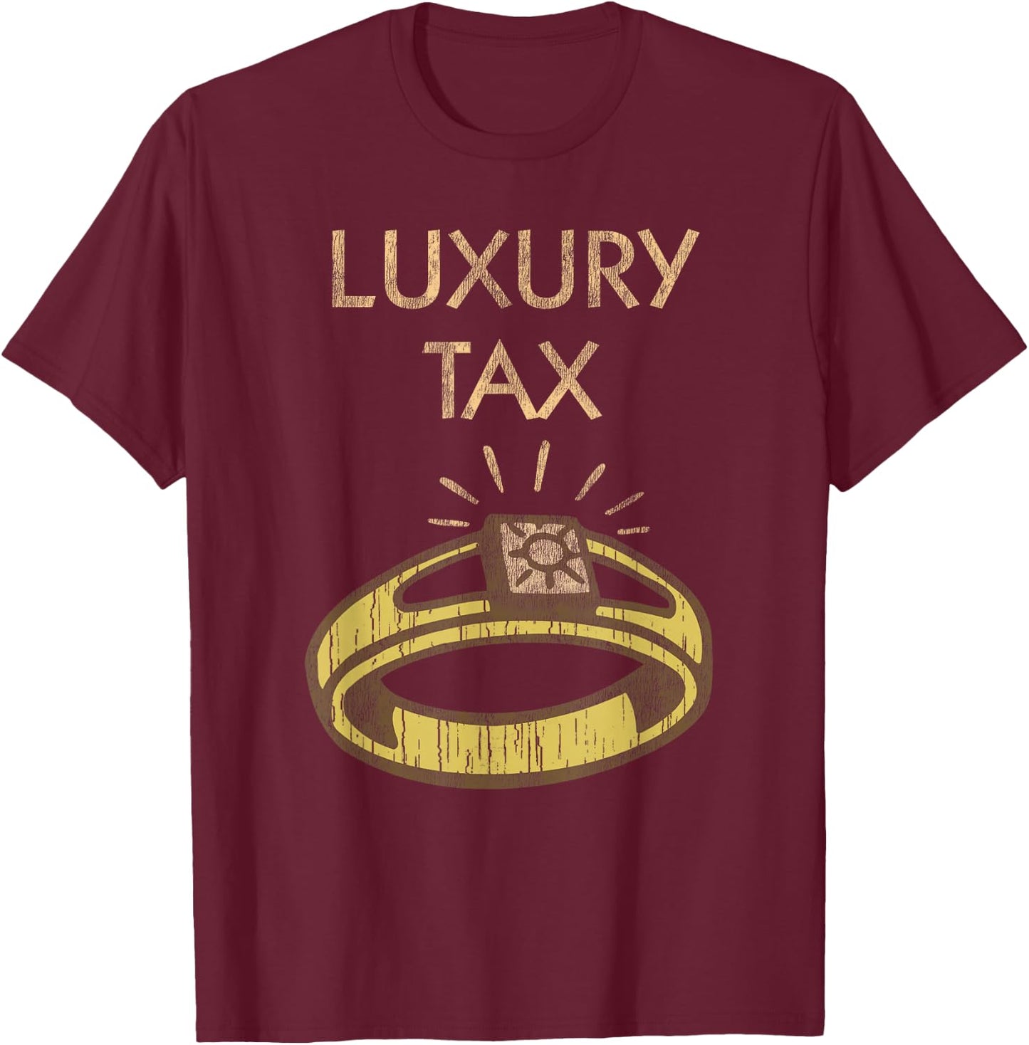 Monopoly Mr. Monopoly Luxury Tax Distressed Logo T-Shirt - T-Shirt | Maroon