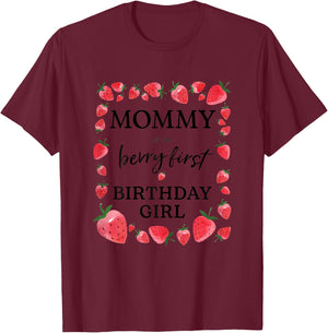 Mommy of The Berry First Birthday Girl Sweet One Strawberry T-Shirt - T-Shirt | Maroon