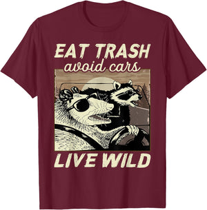 Eat Trash Avoid Cars Live Wild Possum Raccoon Squad T-Shirt - T-Shirt | Maroon