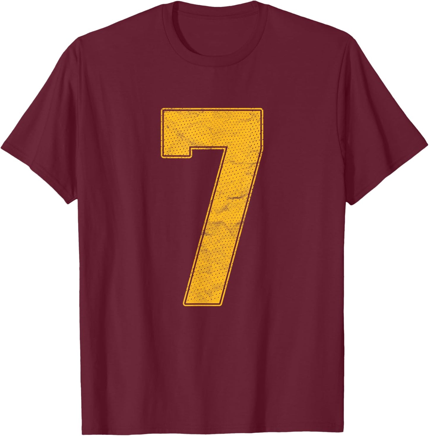 Number 7 Numbered Uniform Sports Team Jersey 7th Birthday T-Shirt - T-Shirt | Maroon