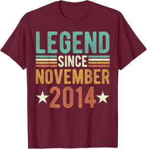 Legend Since November 2014 8 Years Old 8th anniversary T-Shirt - T-Shirt | Maroon
