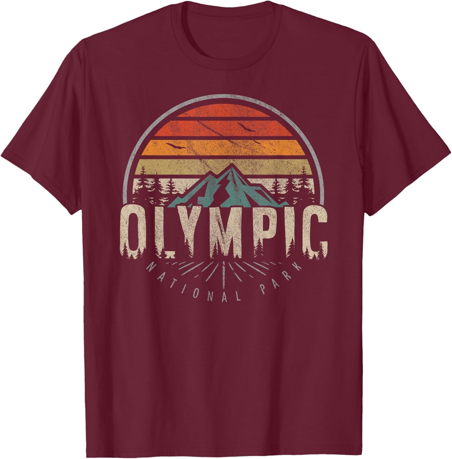 Retro Olympic National Park US Vintage Olympic T-Shirt - T-Shirt | Maroon