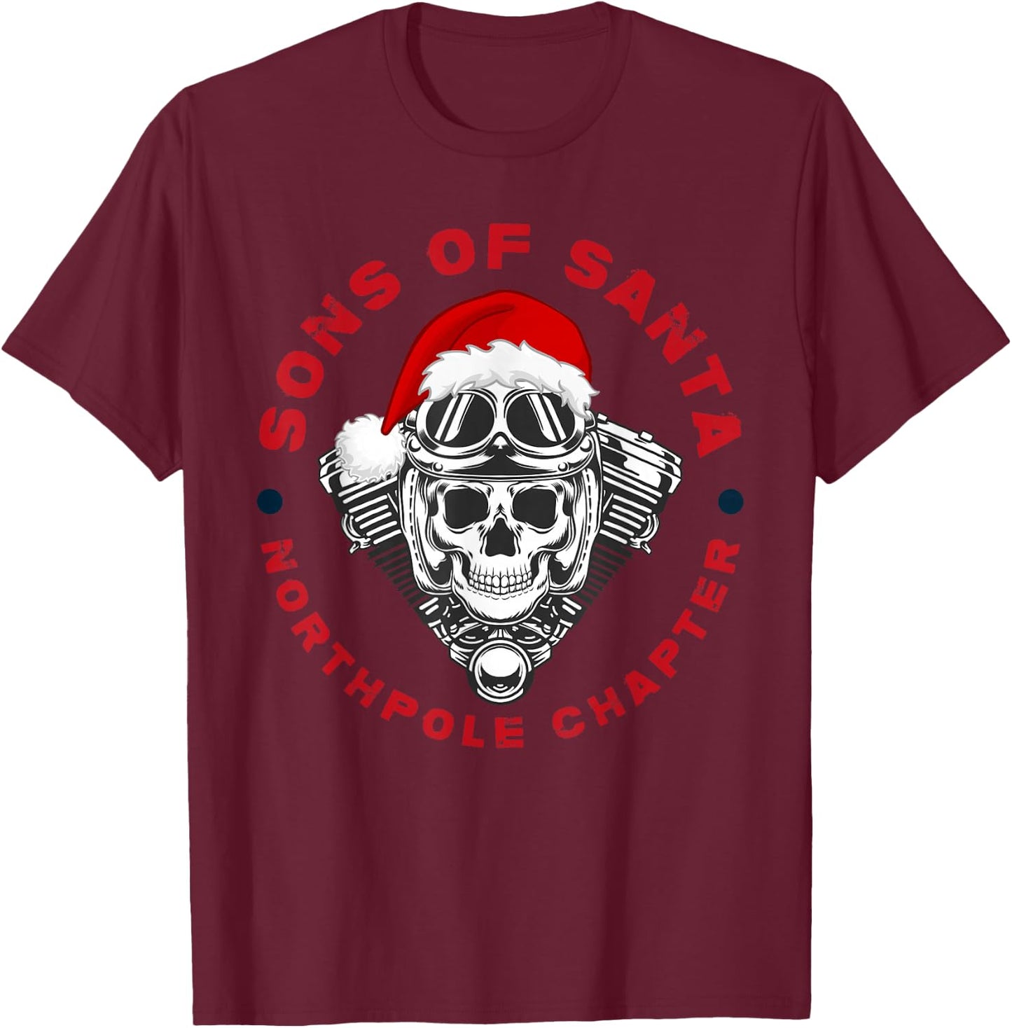 Funny Santa Motorcyle Biker Xmas Christmas 2025 T-Shirt - T-Shirt | Maroon
