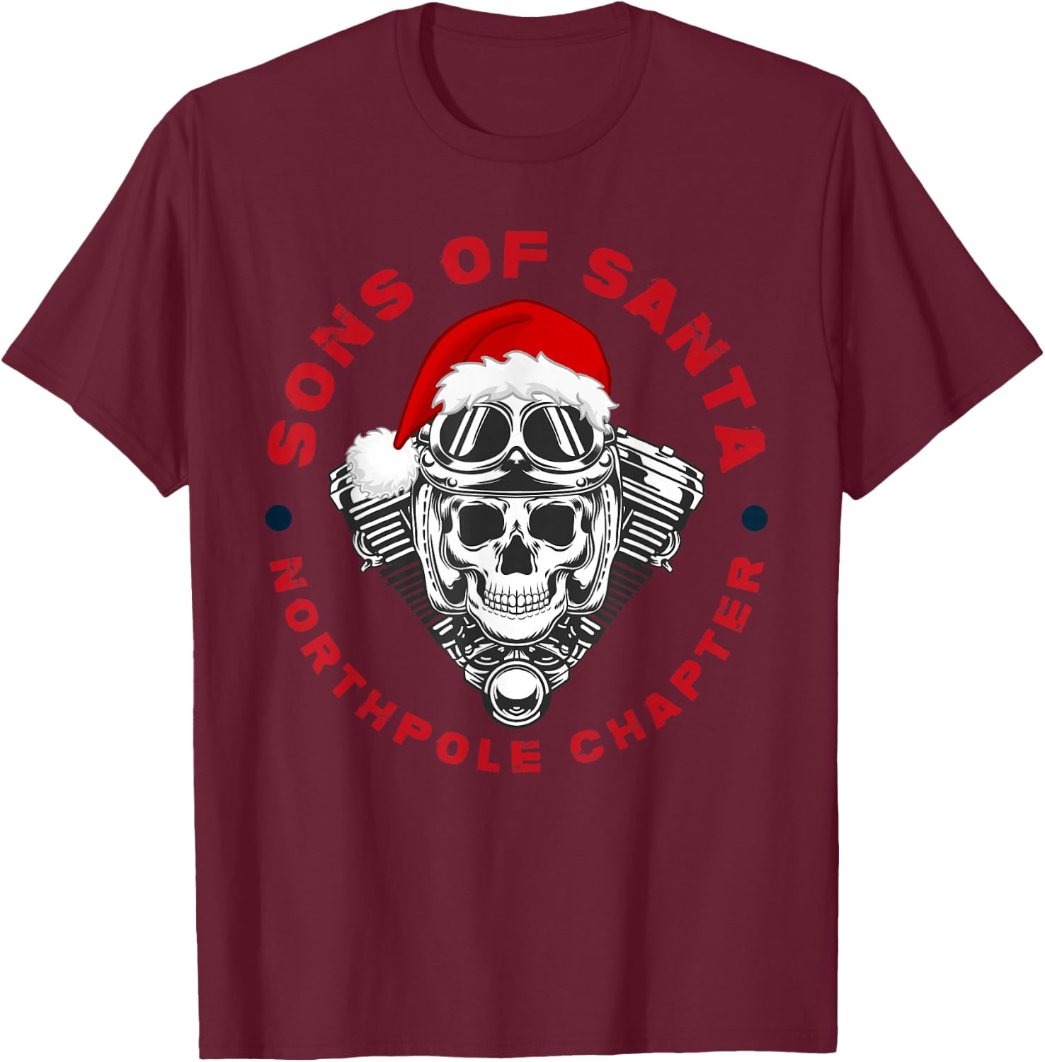 Funny Santa Motorcyle Biker Xmas Christmas 2025 T-Shirt - T-Shirt | Maroon