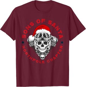 Funny Santa Motorcyle Biker Xmas Christmas 2025 T-Shirt - T-Shirt | Maroon