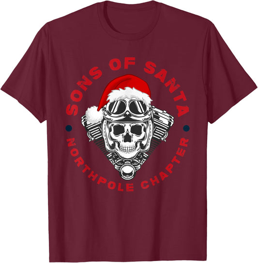 Funny Santa Motorcyle Biker Xmas Christmas 2025 T-Shirt - T-Shirt | Maroon