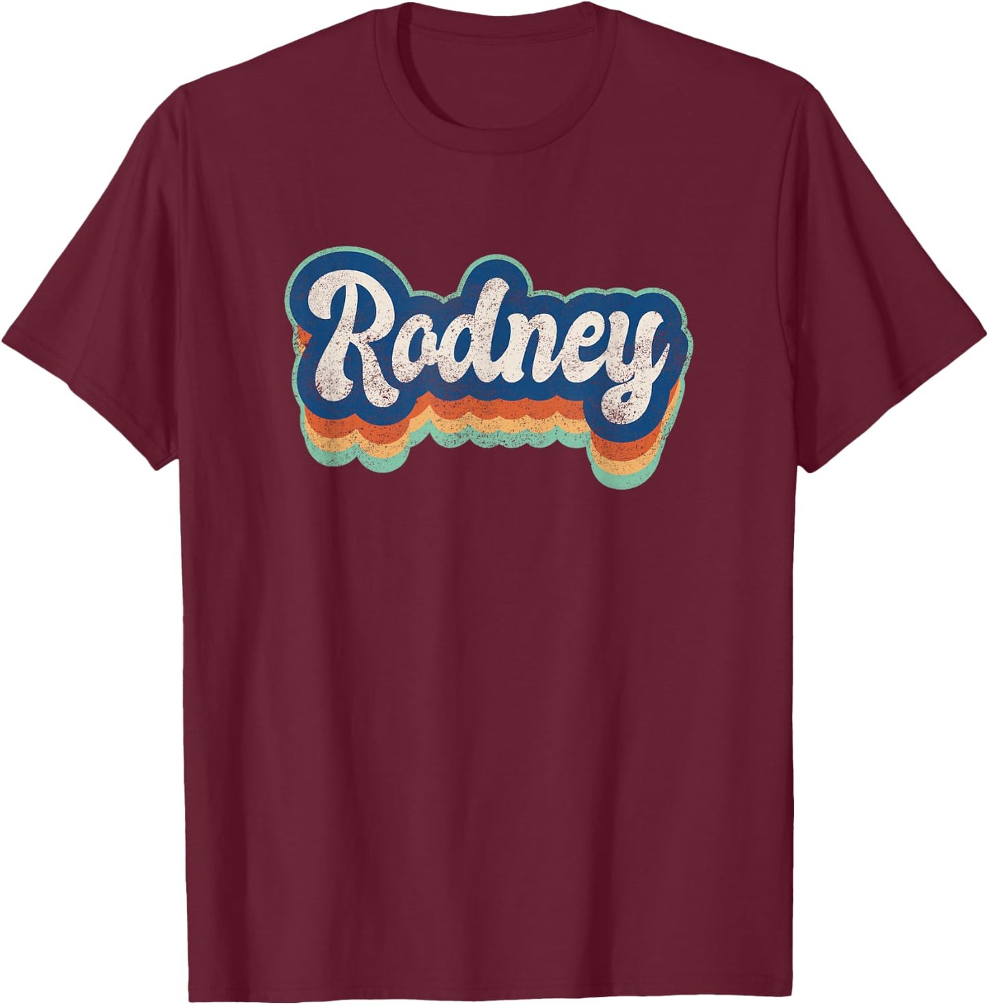 Rodney First Name Boy Vintage Style 70s 80s Personalized T-Shirt - T-Shirt | Maroon