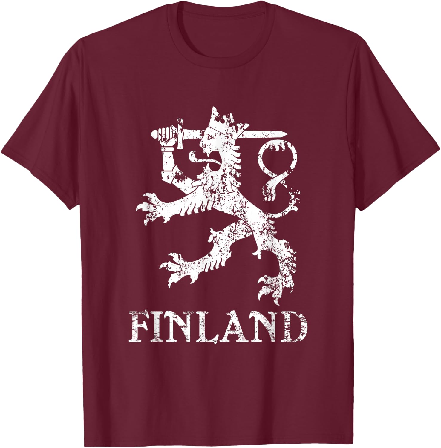 Finland Lion Symbol Finnish Pride T-Shirt - T-Shirt | Maroon