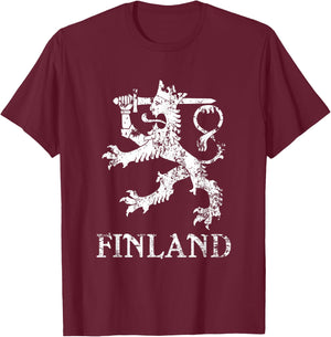 Finland Lion Symbol Finnish Pride T-Shirt - T-Shirt | Maroon