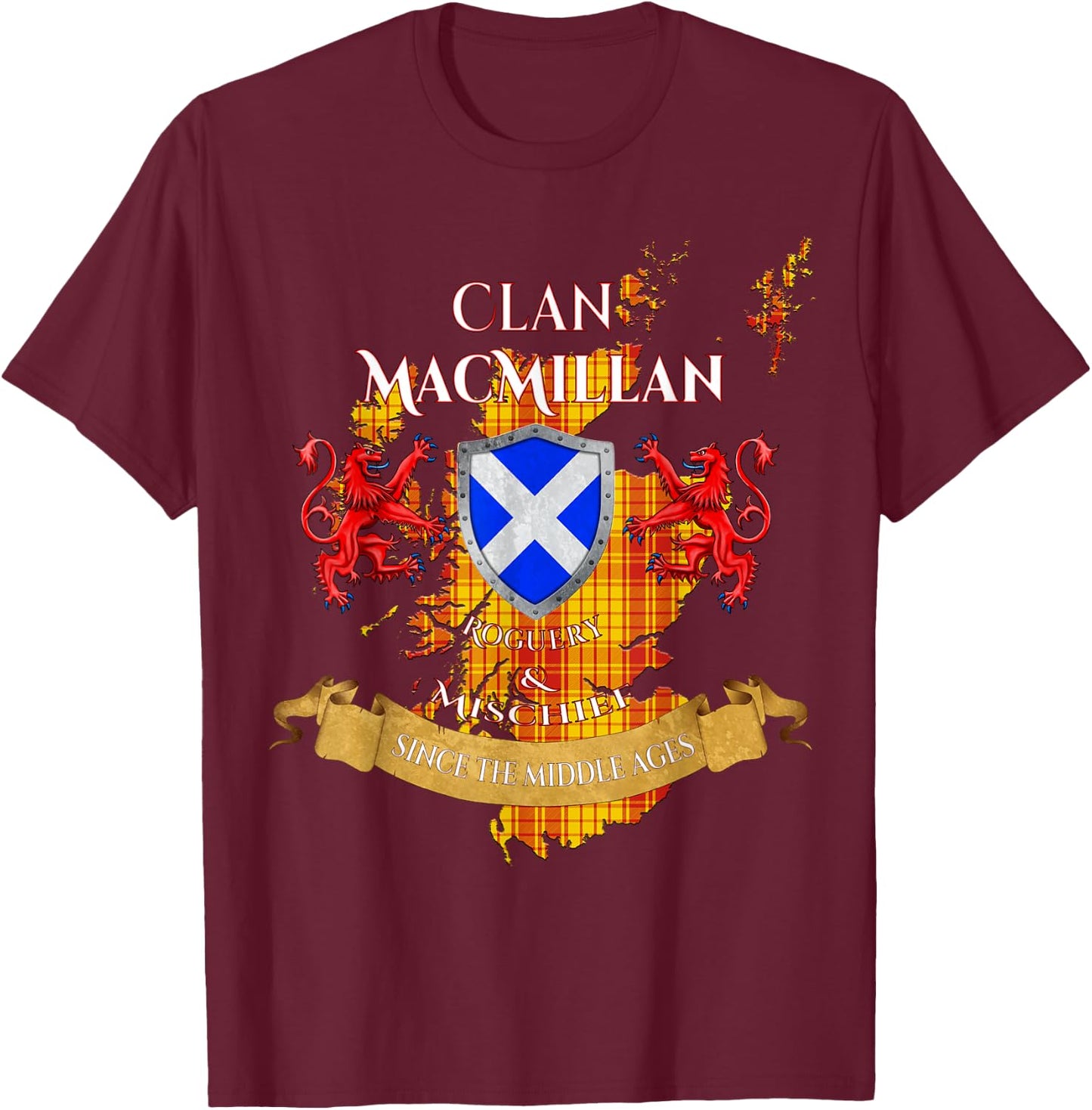 MacMillan Scottish Family Clan Middle Ages Mischief T-Shirt - T-Shirt | Maroon