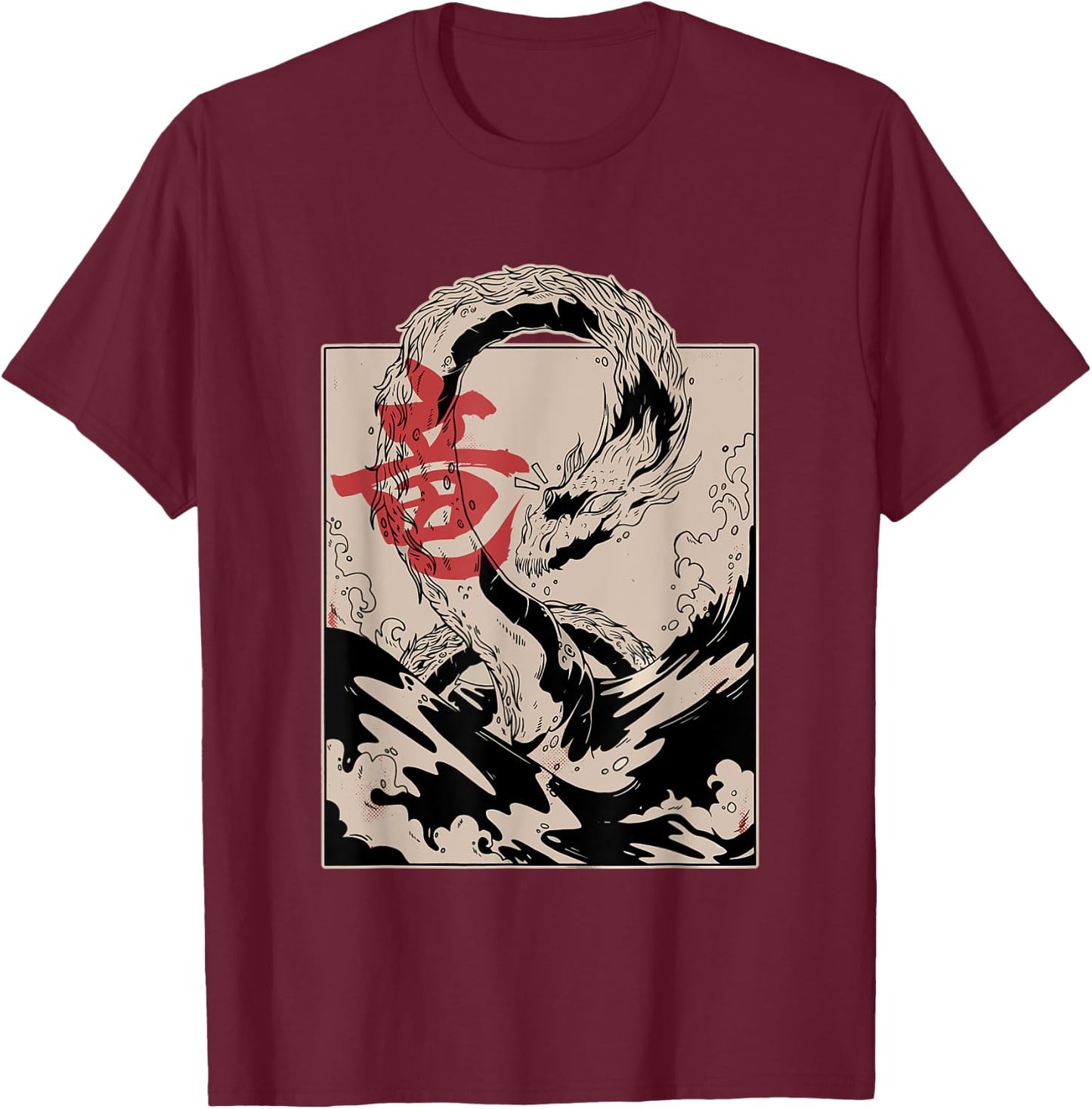 Vintage Japannese Dragon T-Shirt - T-Shirt | Maroon