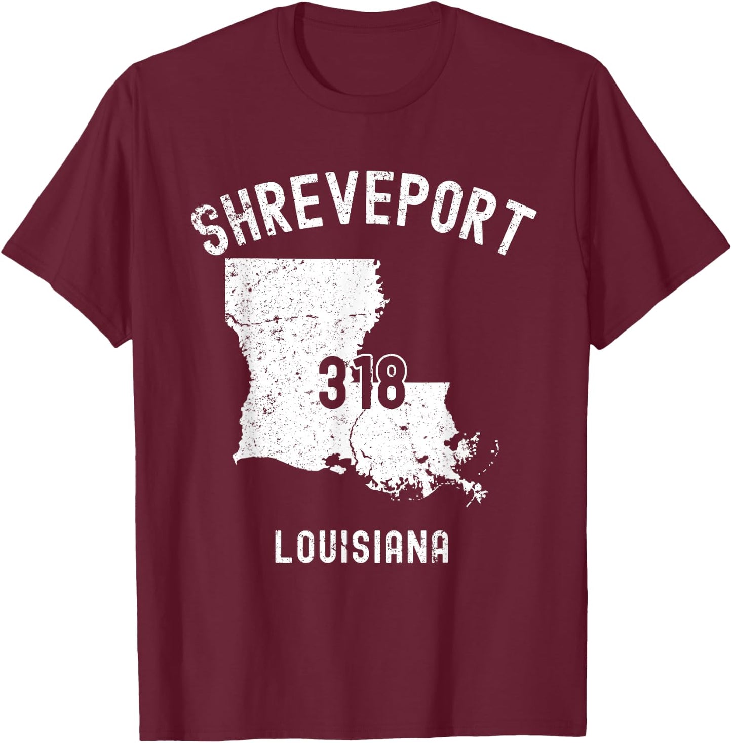 Shreveport Louisiana LA 318 Vintage Athletic Style T-Shirt - T-Shirt | Maroon