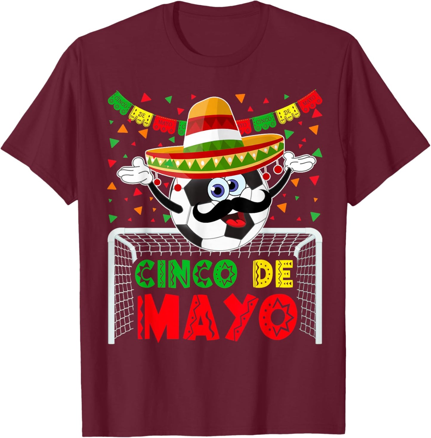 Cinco de Mayo Soccer Mexican Party for Kids boys girls T-Shirt - T-Shirt | Maroon