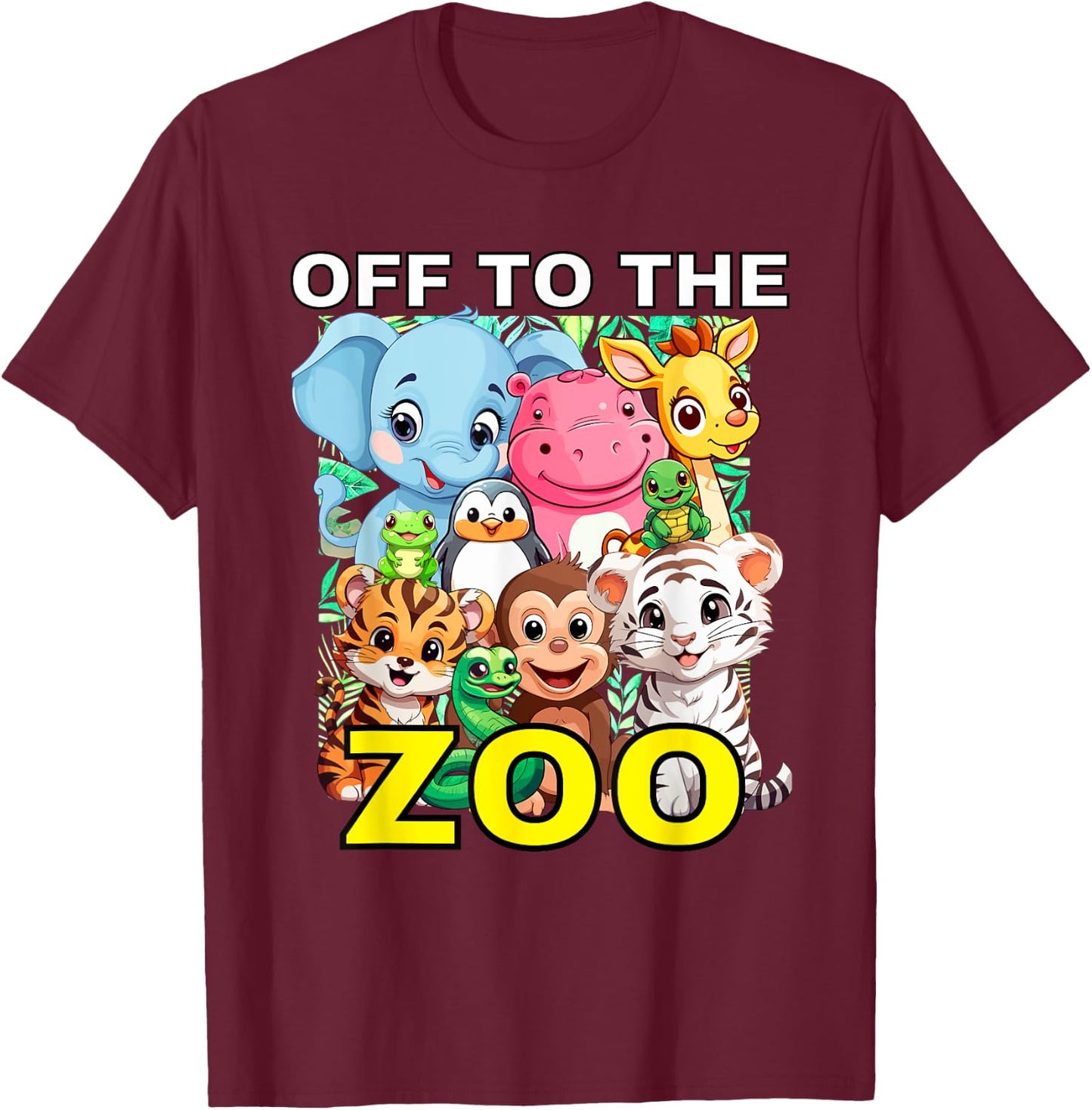 Off To The Zoo Cute Animal Graphics Day AT The Zoo T-Shirt - T-Shirt | Maroon