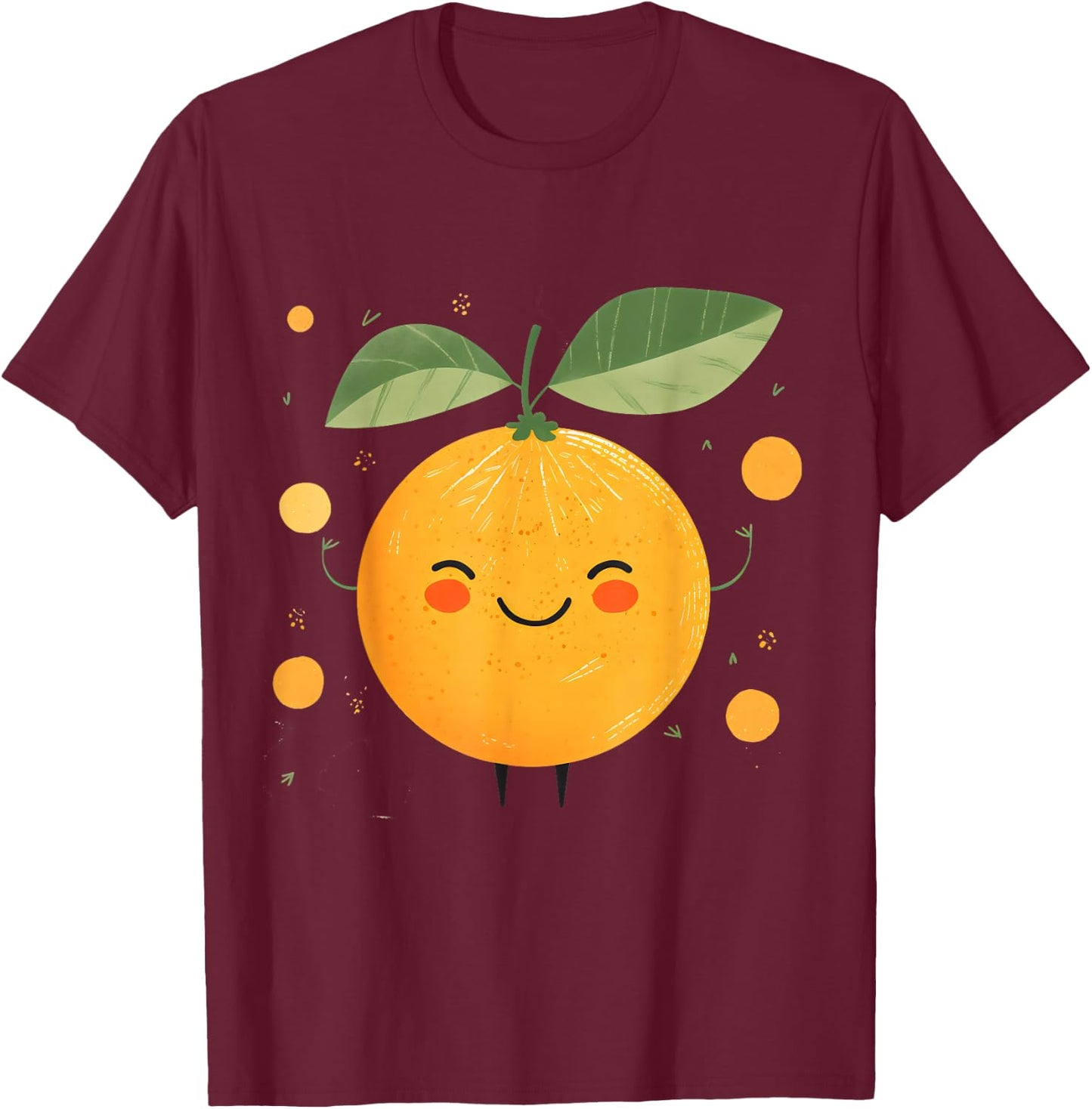 Cute Orange Fruits Happy Lover Tangerine Citrus Face Summers T-Shirt - T-Shirt | Maroon