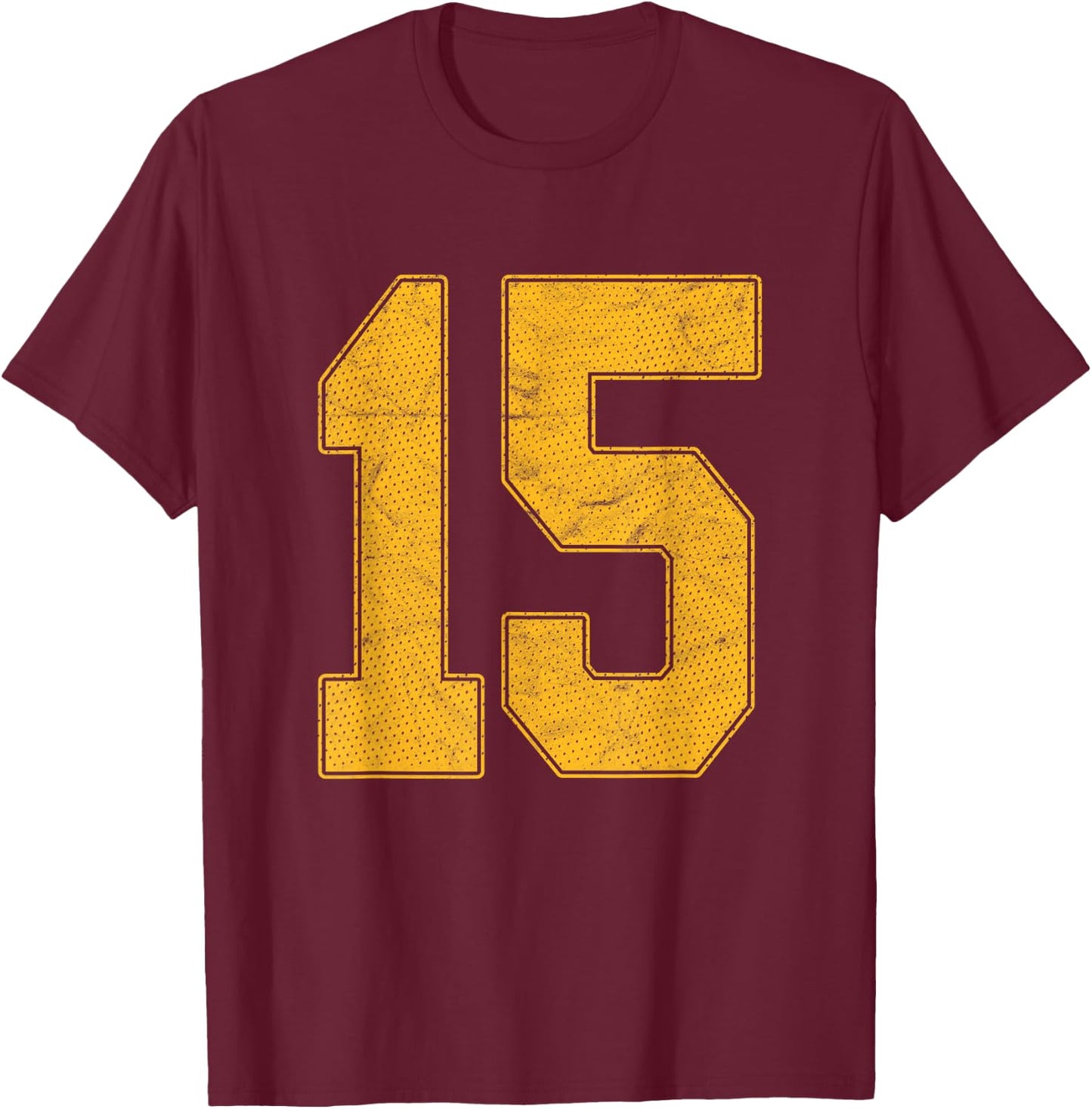 Number 15 Numbered Uniform Sports Team Jersey 15th Birthday T-Shirt - T-Shirt | Maroon