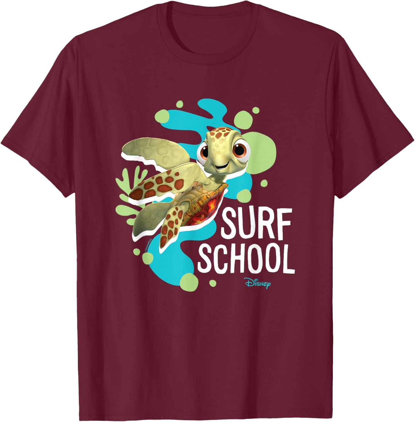 Finding Nemo - Squirt Turtle Surf School T-Shirt - T-Shirt | Maroon