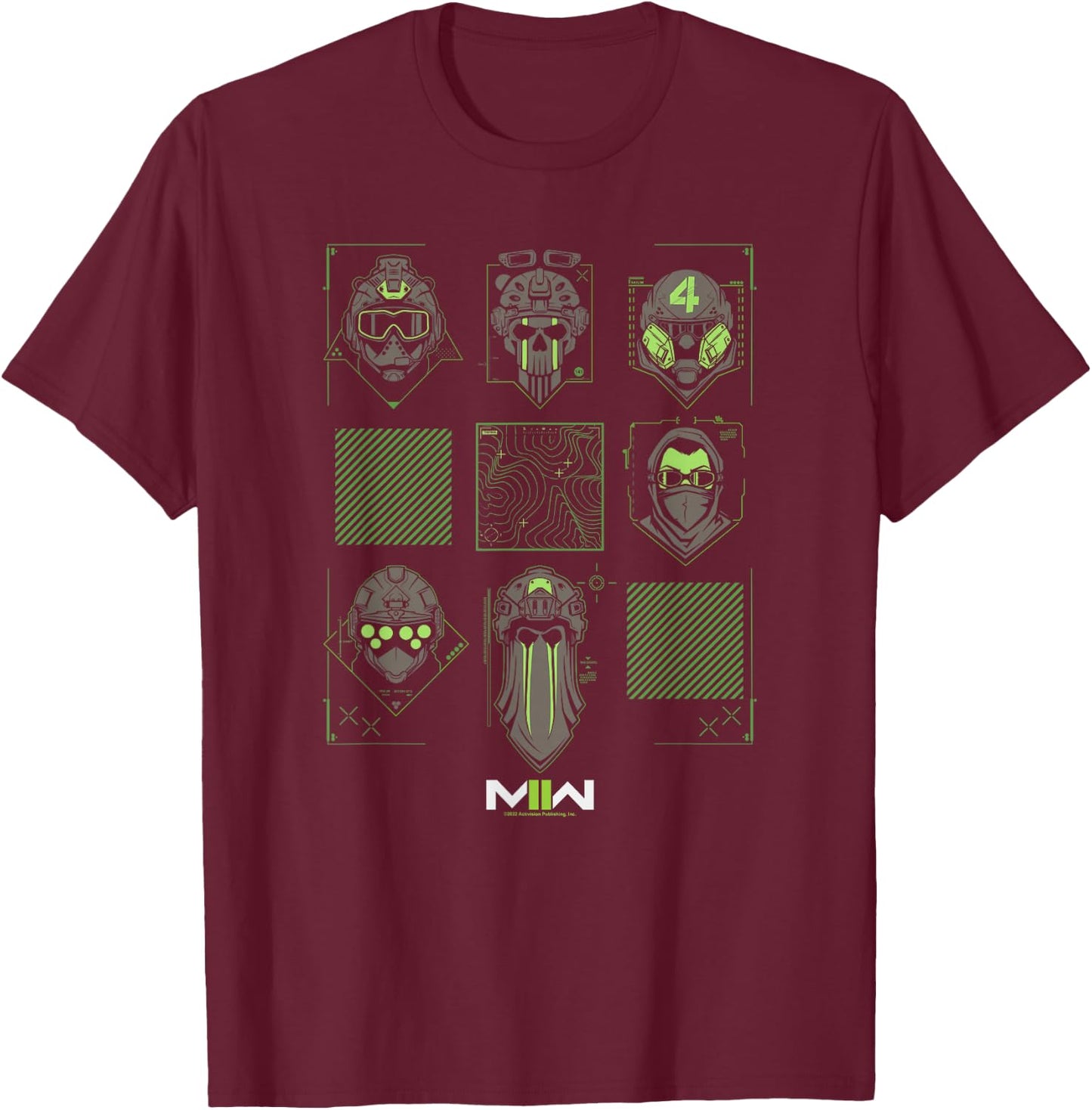Call of Duty: Modern Warfare 2 Operators Faces Collage T-Shirt - T-Shirt | Maroon