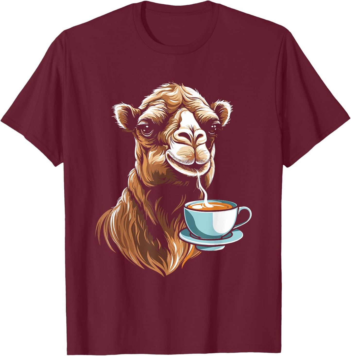 Camel Coffee - Camelhump Dromedary Camelid Cameldae Camel T-Shirt - T-Shirt | Maroon