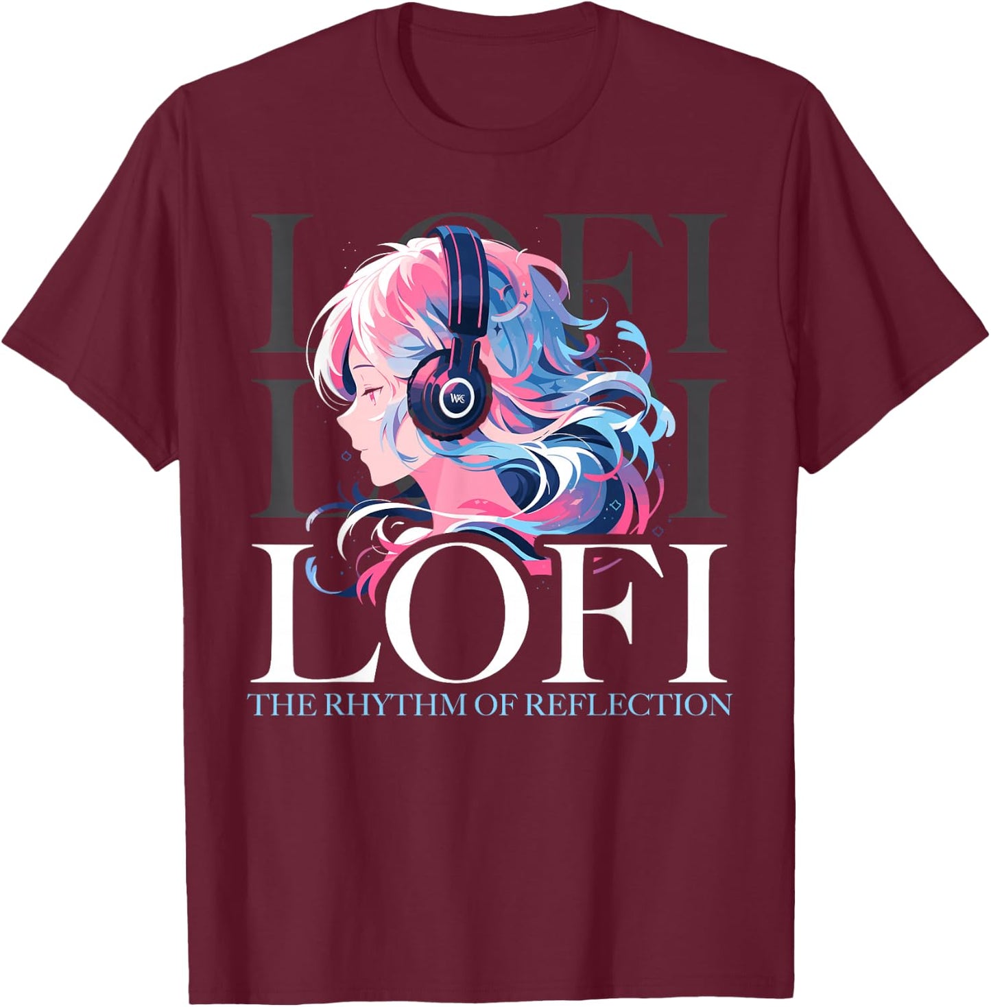 Lofi Music Lover Low Fidelity Anime Lo-Fi Japanese Aesthetic T-Shirt - T-Shirt | Maroon