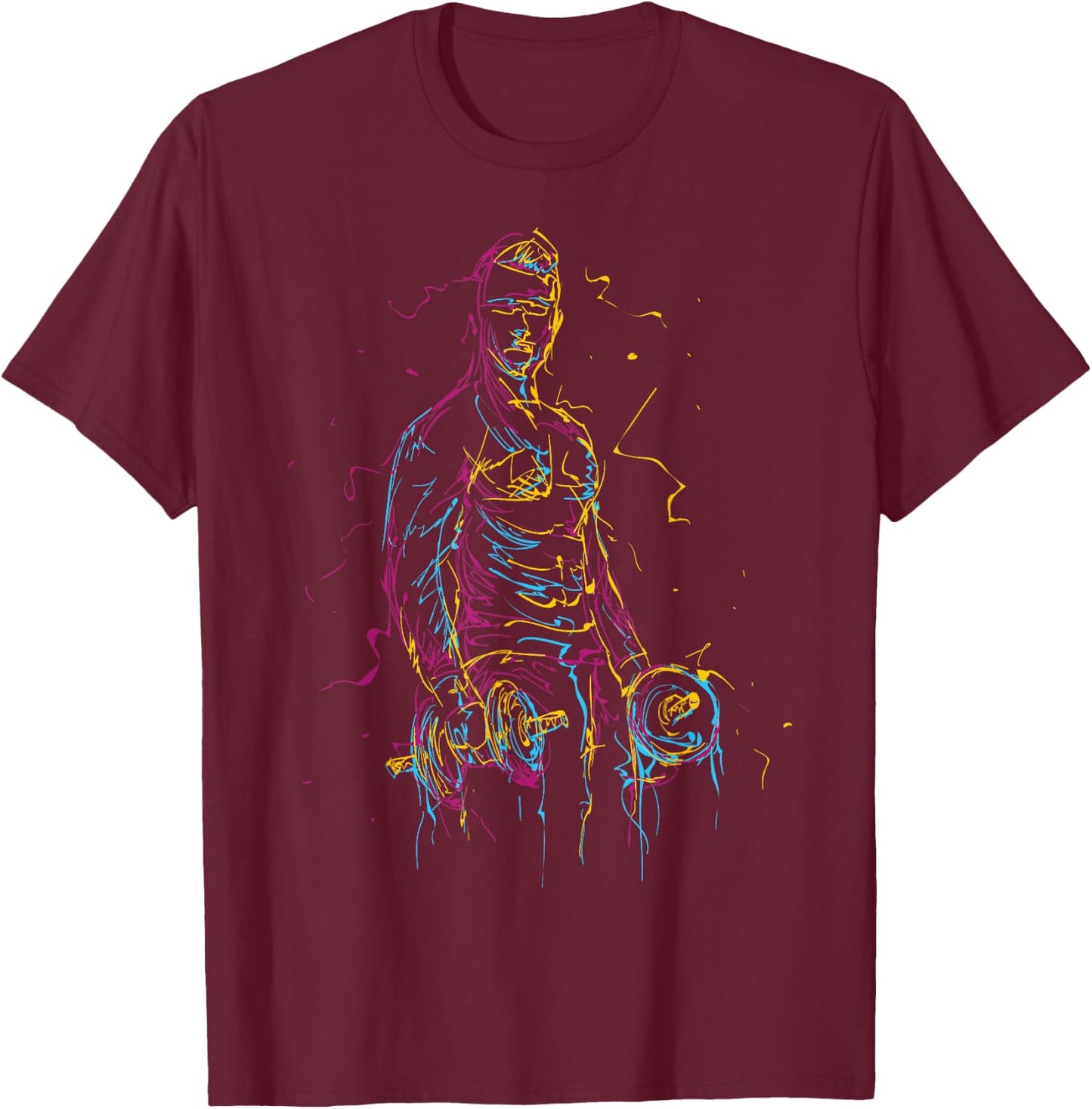 colorful Strongman Bodybuilding Gym Weightlifting workout T-Shirt - T-Shirt | Maroon
