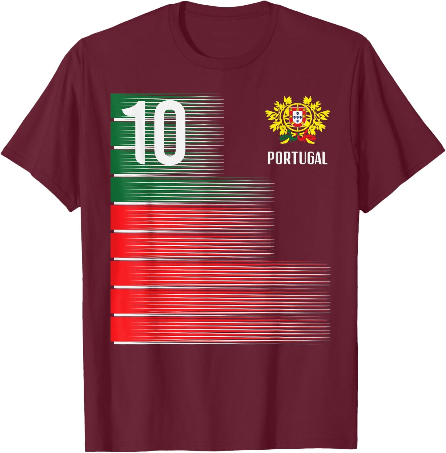Portugal Number 10 Portuguese Soccer Fan Men Women Kids Boys T-Shirt - T-Shirt | Maroon