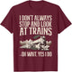 Cool Trains Women Train Collector Railroad Engine T-Shirt - T-Shirt | Maroon