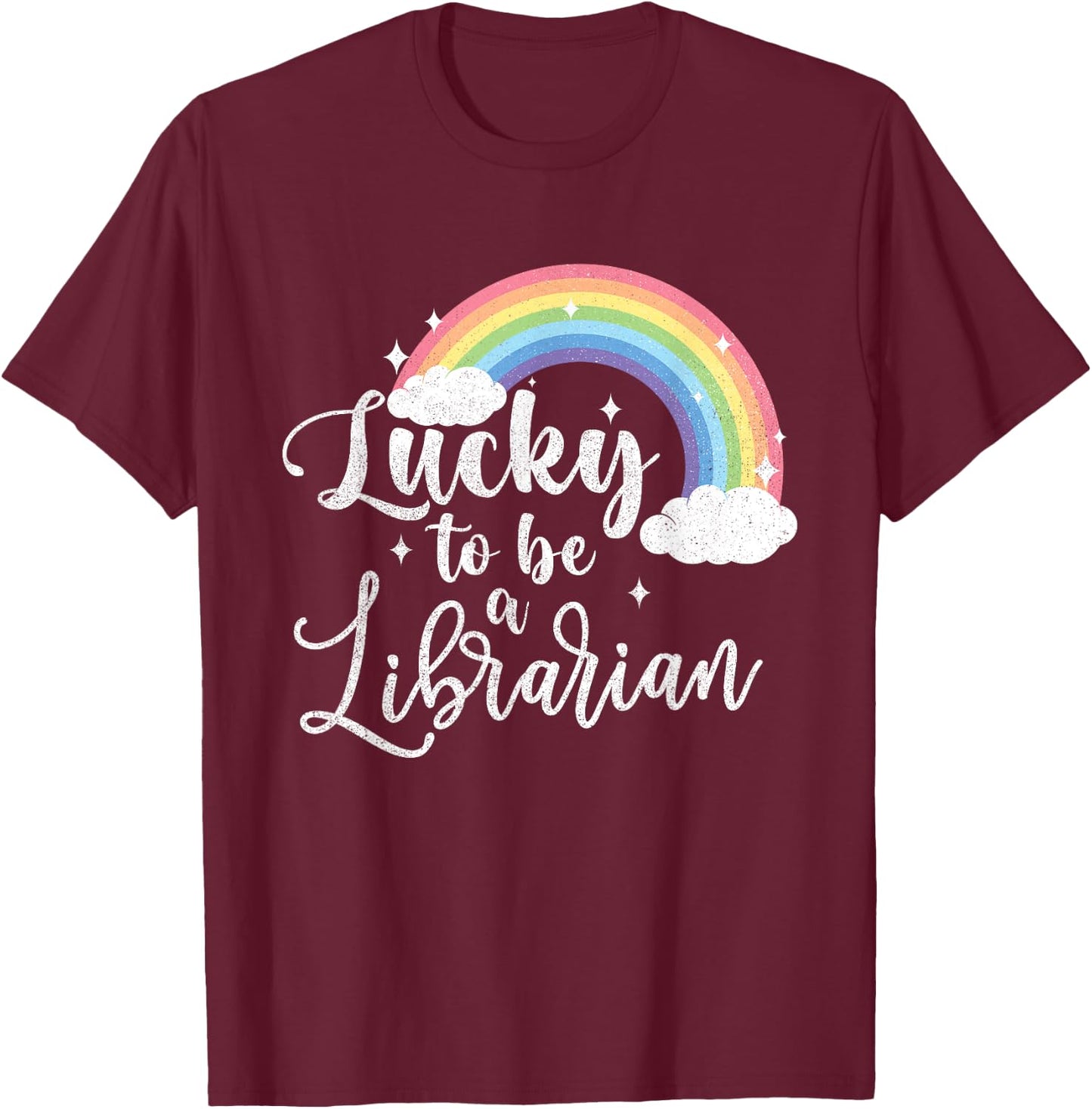 Lucky To Be A Librarian - St Patricks Day Library Assistant T-Shirt - T-Shirt | Maroon