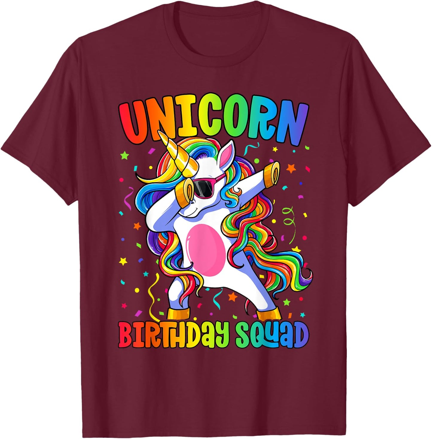 Birthday Squad Shirt Kids Dabbing Unicorn Birthday T-Shirt - T-Shirt | Maroon